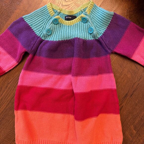 GAP Other - Baby Gap Rainbow Stripe Sweater Dress 12–18 Months Colorblock Knit